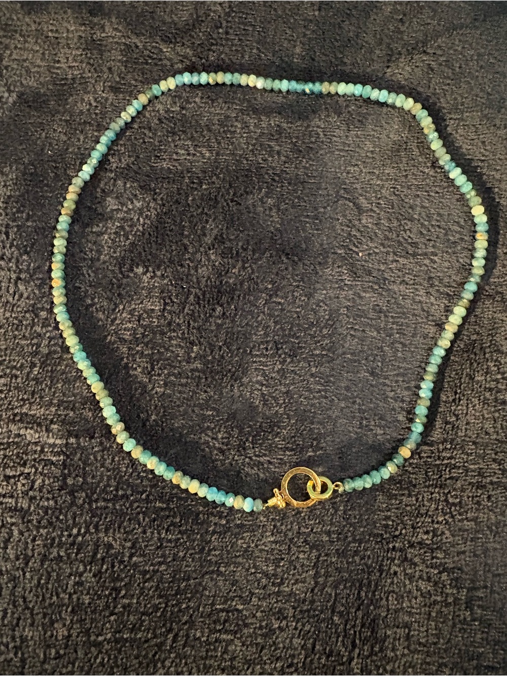 Gorjana! Delicate Turquoise Beaded Necklace with Gold Clasp